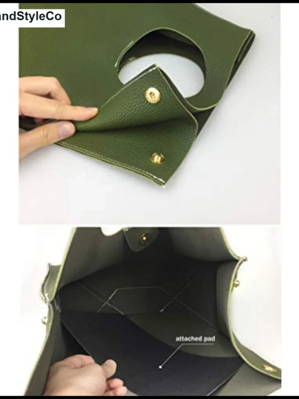 Vintage Minimalist PU Leather Clutch Handbag Small Tote Magnet Snap